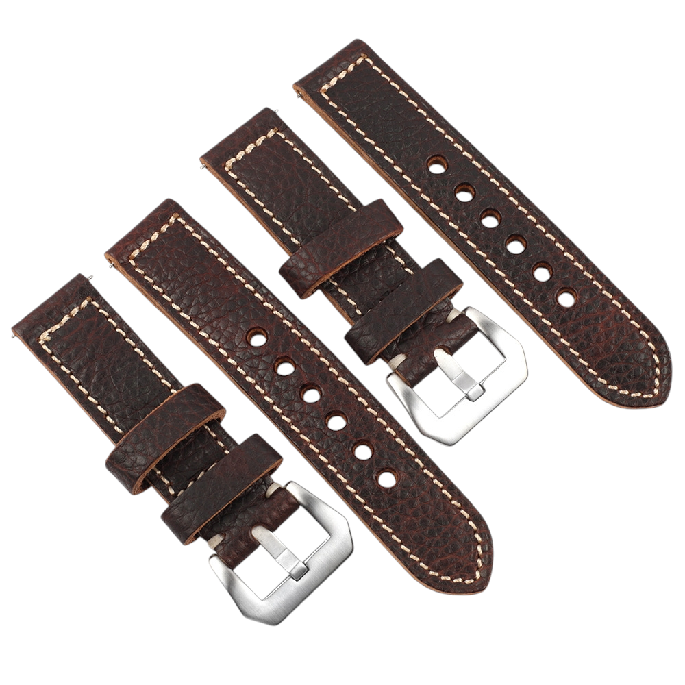 White Smoke Handmade Casual Coffee Lychee Stitched Watch Strap for Rolex, Omega, Seiko, IWC, Tudor, Hamilton, Cartier, Panerai, Patek Philippe, Breitling - Relaxed Weekend Artisan Series - 18mm 20mm 22mm 24mm 26mm - Aethelgard