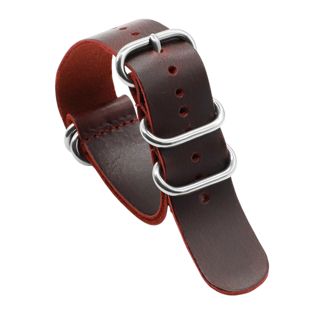 White Smoke Handmade Crazy Horse Leather 5-Ring Strap for Rolex, Omega, Seiko, IWC, Tudor, Hamilton, Cartier, Panerai, Breitling, Patek Philippe - Heavy-Duty Military NATO Edition - 18mm 20mm 22mm 24mm - Aethelgard