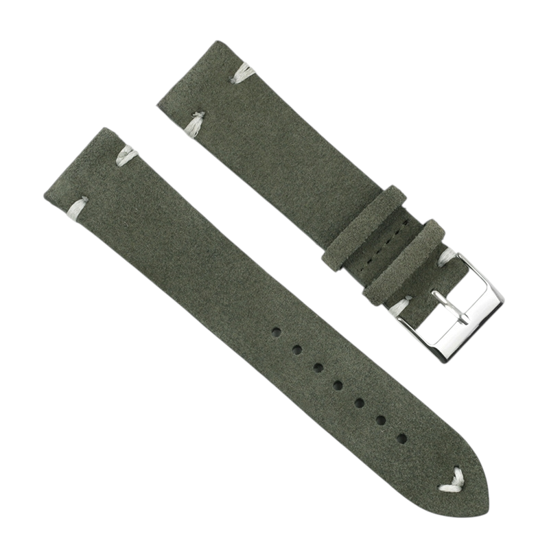 White Smoke Handmade Hand-Stitched Double-Layer Suede Watch Strap for Rolex, Omega, Seiko, IWC, Tudor, Hamilton, Cartier, Panerai, Patek Philippe, Breitling - Vintage Quick-Release Series - 18mm 20mm 22mm 24mm 26mm - Aethelgard