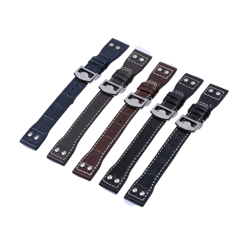 White Smoke Replacement Strap for IWC Big Pilot Series - Riveted Heritage Edition - Full-Grain Thick Bovine Leather - Aethelgard Atelier