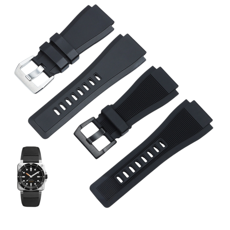 White Smoke Replacement Strap for Bell & Ross BR01 - BR03 Aviation Series - Outdoor Heavy-Duty Sport Rubber - Aethelgard Atelier