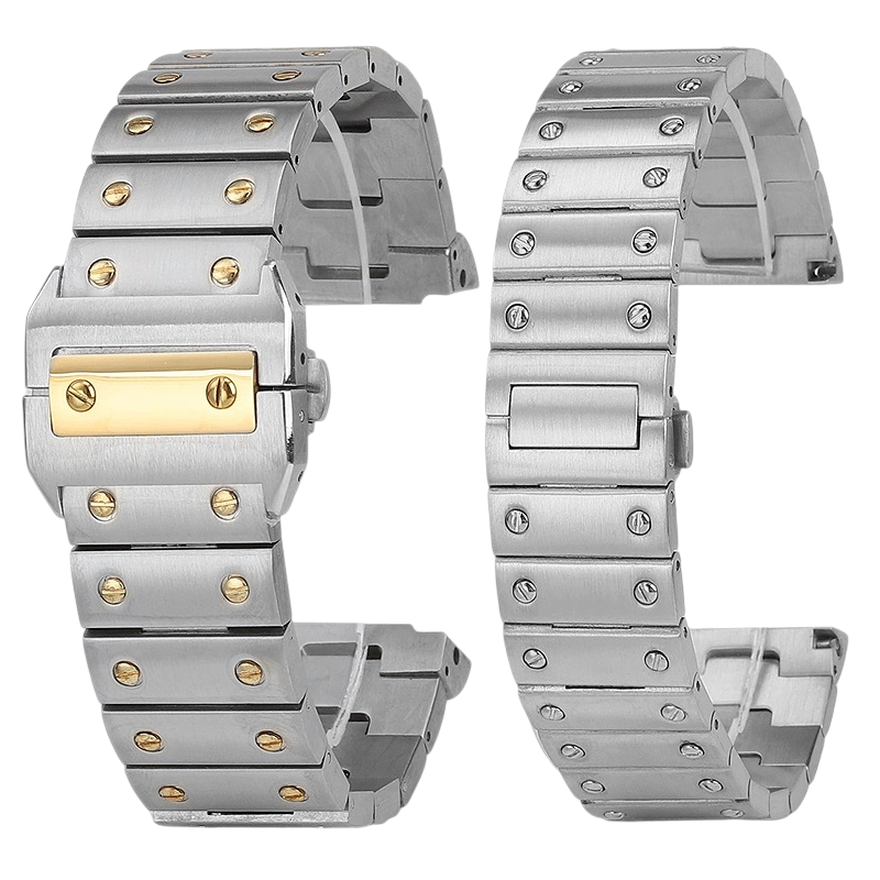 White Smoke Replacement Strap for Cartier Santos 100 - WSSA0009 23mm Series - Heavyweight Solid Stainless Steel - Aethelgard Atelier