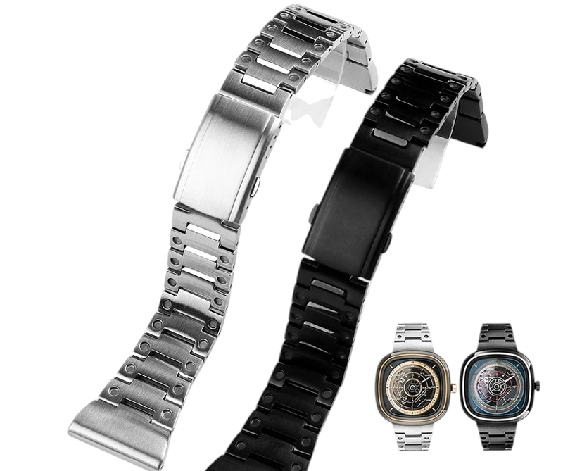 White Smoke Replacement Strap for SevenFriday Q - M - P Series - Industrial Solid 316L Stainless Steel - Aethelgard