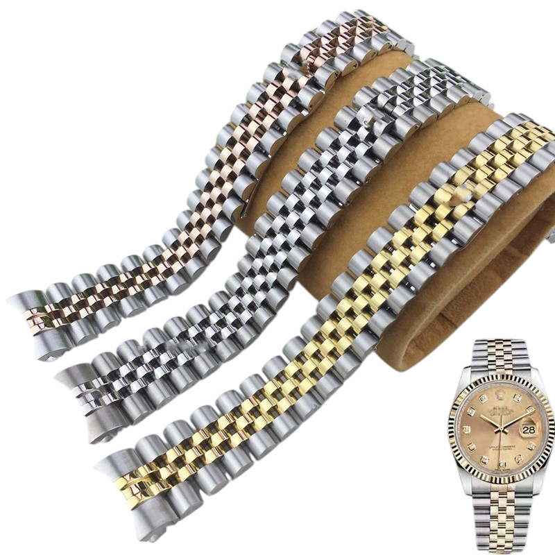 White Smoke Replacement Strap for Rolex Datejust - Oyster Perpetual Series 20mm-21mm - Solid Architectural 316L Stainless Steel - Aethelgard