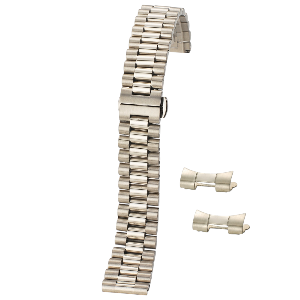 White Smoke Replacement Strap for Universal-Smartwatch 2025 IPG Vacuum Plated 3-Link Quick-Release - IPG Gold Plated Solid Stainless Steel - Aethelgard