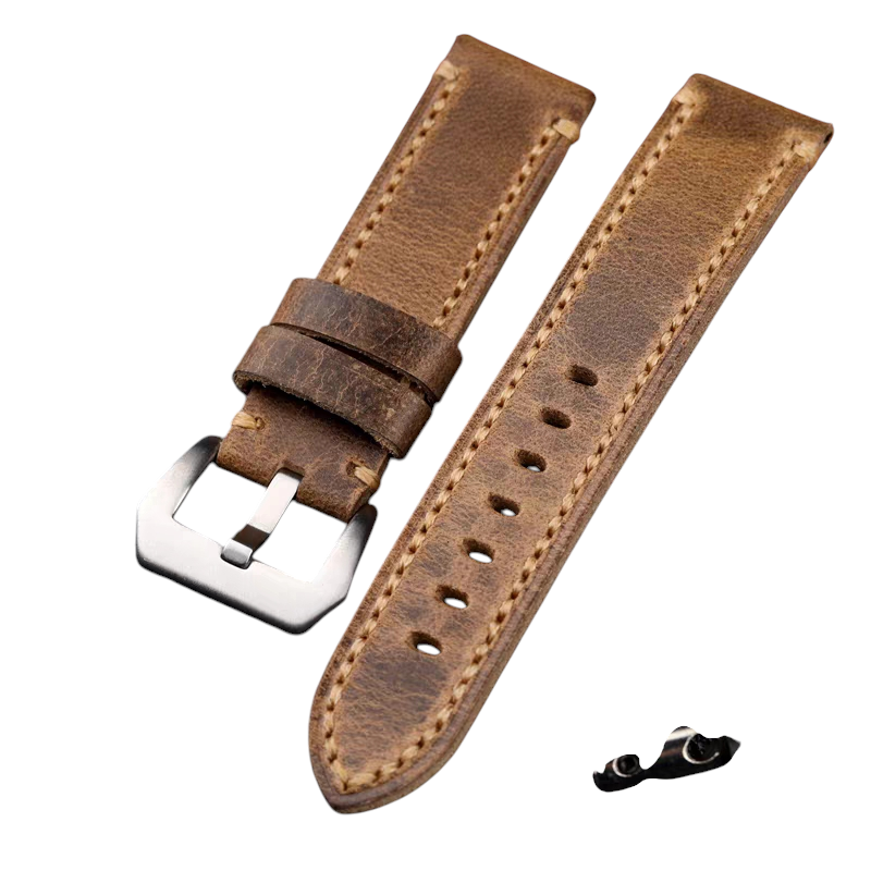 White Smoke Handmade PAM-Specialist Heavy Grain Cowhide Watch Strap for Rolex, Omega, Panerai, IWC, Tudor, Seiko, Hamilton, Patek Philippe, Breitling, Citizen - Titan Tank-Style Series - 18mm 20mm 22mm 24mm - Aethelgard