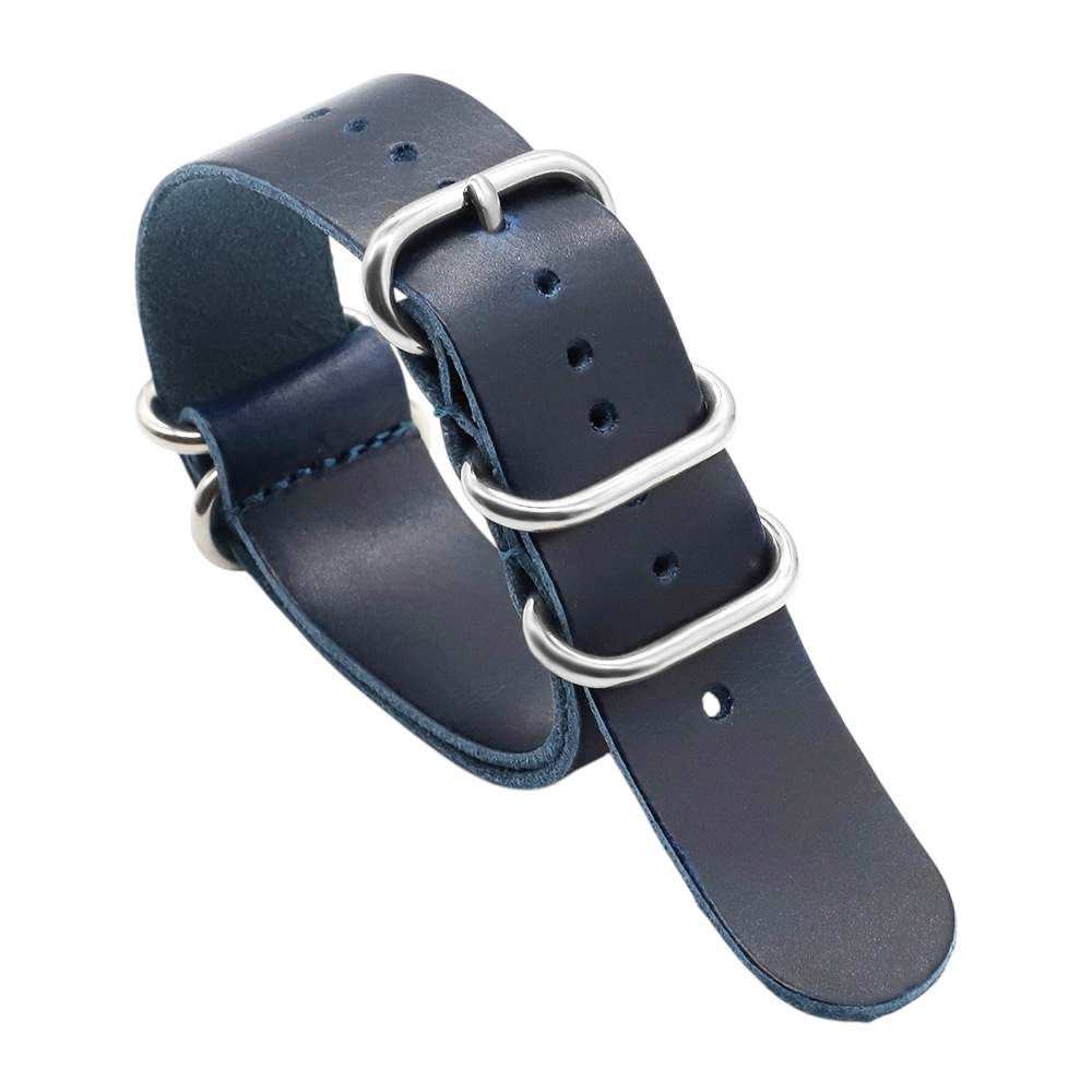 White Smoke Handmade Crazy Horse Leather 5-Ring Strap for Rolex, Omega, Seiko, IWC, Tudor, Hamilton, Cartier, Panerai, Breitling, Patek Philippe - Heavy-Duty Military NATO Edition - 18mm 20mm 22mm 24mm - Aethelgard