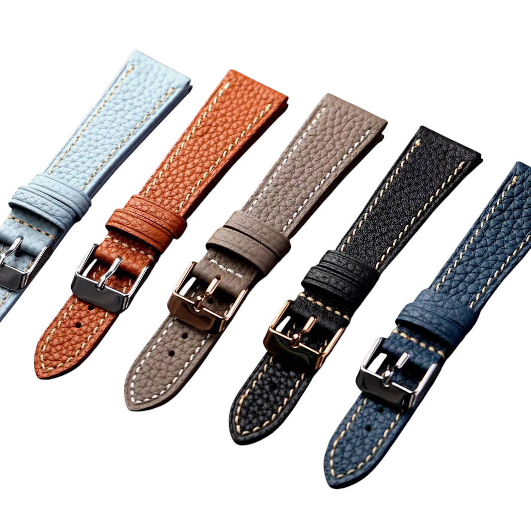 Handmade French TOGO Pebble-Grain Leather Watch Strap for Rolex, Hermes, Omega, Cartier - Soft Heritage Series - 18mm 20mm 22mm 24mm - Aethelgard