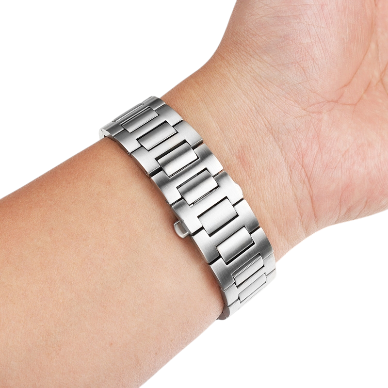 White Smoke Replacement Steel Strap for Cartier Pasha de Cartier Series - Notched Interface 316L Stainless Steel - Aethelgard