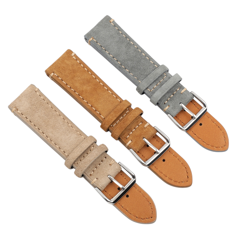 White Smoke Handmade Soft Suede Nubuck Italian Strap for Rolex, Omega, Seiko, IWC, Tudor, Hamilton, Cartier, Panerai, Breitling, Patek Philippe - Minimalist Hand-Stitched Series - 18mm 20mm 22mm 24mm - Aethelgard