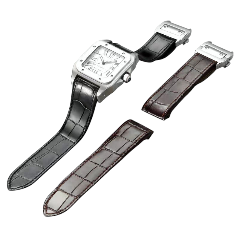 White Smoke Replacement Strap for Cartier Santos WSSA Series | Genuine Calfskin Leather | Aethelgard Atelier