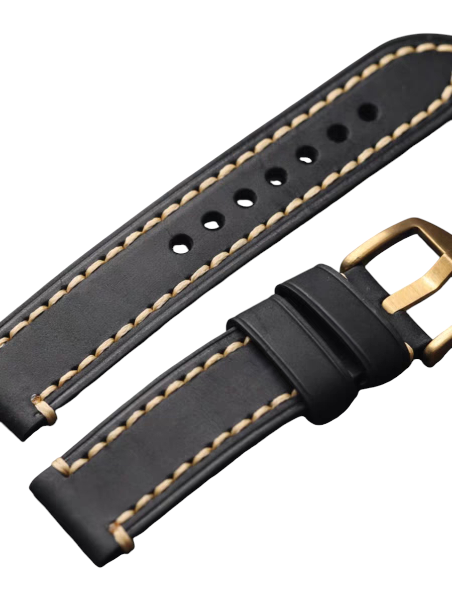 White Smoke Handmade Fold-over Top Layer Cowhide Watch Strap for Rolex, Omega, Panerai, IWC, Tudor, Seiko, Hamilton, Patek Philippe, Breitling, Citizen - Bronze Watch Specialist Series - 18mm 20mm 22mm 24mm - Aethelgard