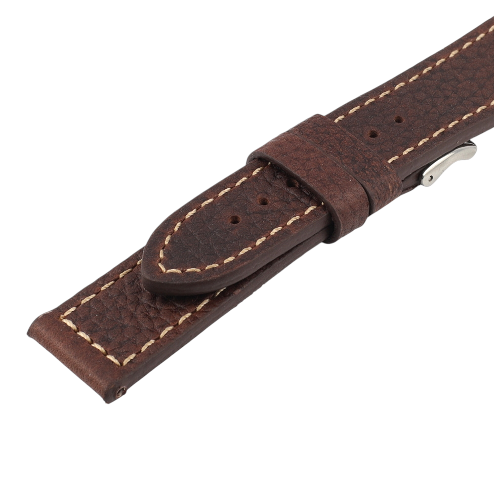 White Smoke Handmade Heritage Lychee Grain Coffee Watch Strap for Rolex, Omega, Panerai, IWC, Tudor, Seiko, Hamilton, Patek Philippe, Breitling, Citizen - Traditional Hand-Stitched Series - 18mm 20mm 22mm 24mm - Aethelgard