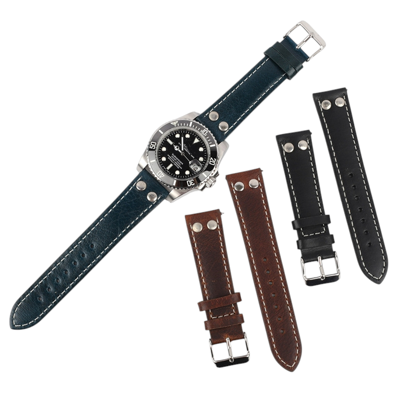 White Smoke Handmade Heritage Oil Wax Pull-Up Strap for Rolex, Omega, Seiko, IWC, Tudor, Hamilton, Cartier, Panerai, Breitling, Patek Philippe - Natural Patina Evolution Series - 18mm 20mm 22mm 24mm - Aethelgard