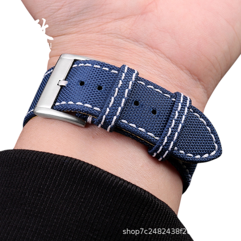 White Smoke Replacement Strap for Breitling Avenger / Superocean / Sea Wolf | Military Nylon & Leather Hybrid | Aethelgard Atelier