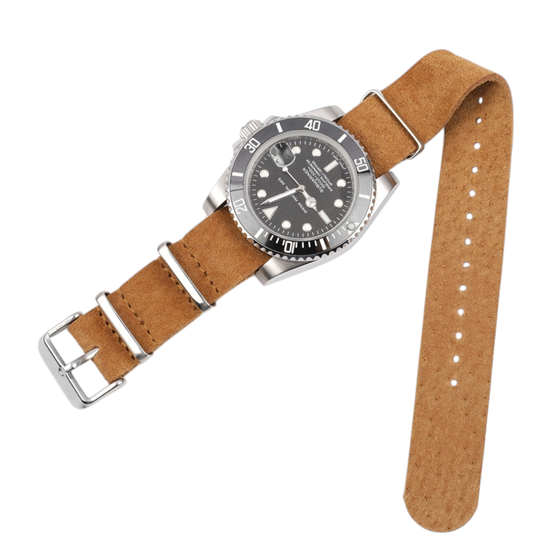 White Smoke Handmade Rugged Field Suede Strap for Rolex, Omega, Seiko, IWC, Tudor, Hamilton, Cartier, Panerai, Breitling, Patek Philippe - Military-Spec Single-Pass Long Band - 18mm 20mm 22mm 24mm - Aethelgard