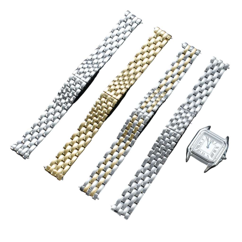 White Smoke Replacement Strap for Cartier Panthere WSPN0013 Small-Medium - Solid 316L Stainless Steel Link - Aethelgard Atelier