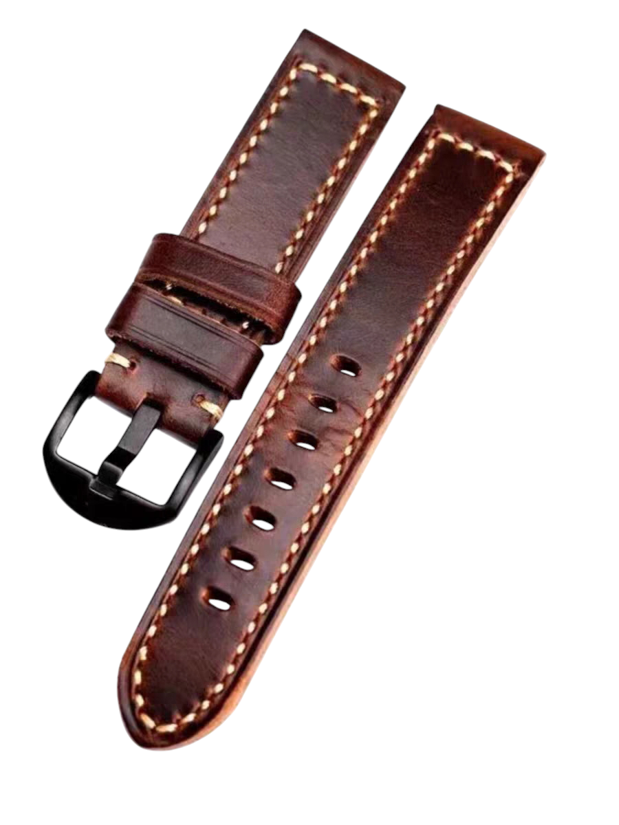 White Smoke Handmade American Horween Chromexcel Brown Watch Strap for IWC, Panerai, Hamilton, Seiko - Heritage Pull-Up Series - 18mm 20mm 22mm 24mm - Aethelgard