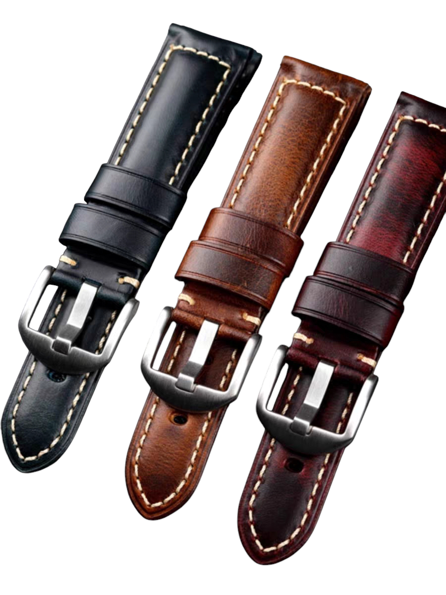 Handmade Vintage Oil Wax Texture Leather Watch Strap for Tissot, Seiko, IWC, Hamilton - Heritage Tissot Series - 18mm 20mm 22mm 24mm - Aethelgard