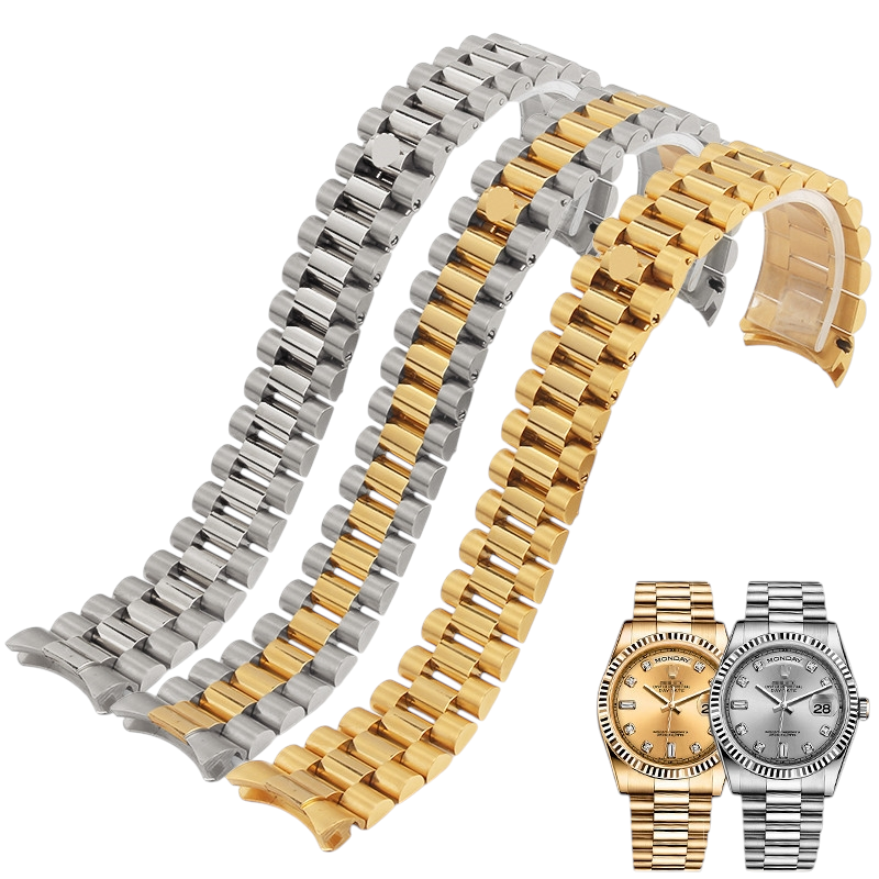 White Smoke Replacement Strap for Rolex-Style Oyster 3-Link Solid Series - Marine Grade Solid 316L Stainless Steel - Aethelgard