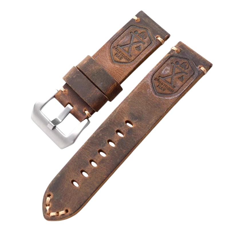 White Smoke Handmade Thick-Cut Handmade Heavy Duty Watch Strap for Rolex, Omega, Panerai, IWC, Tudor, Seiko, Hamilton, Patek Philippe, Breitling, Citizen - Industrial Weight Panerai Edition - 18mm 20mm 22mm 24mm - Aethelgard