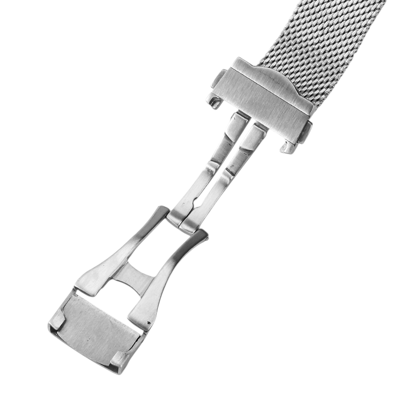 White Smoke Replacement Strap for Omega Seamaster 300 - NTTD - De Ville Milanese - 316L Stainless Steel Mesh Link - Aethelgard Atelier