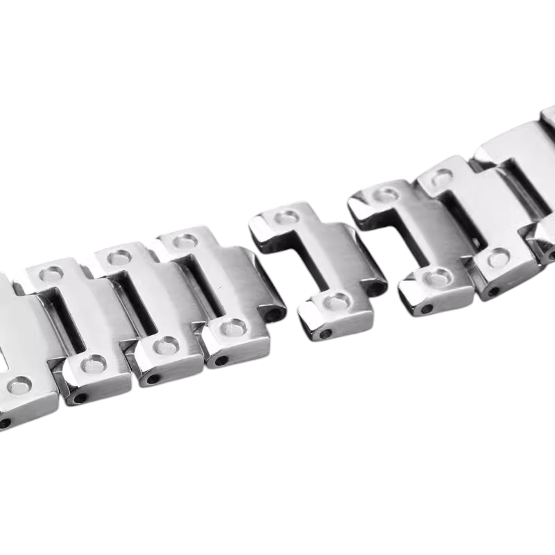 White Smoke Replacement Strap for Casio G-SHOCK GA-110GB-100-120 Series - Solid Blackened Stainless Steel Mod Kit - Aethelgard Atelier