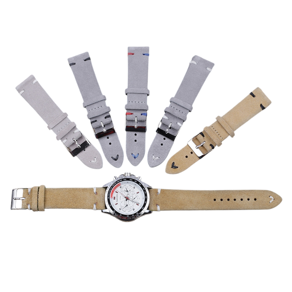 White Smoke Handmade Artisan Hand-Flipped Suede Watch Strap for Rolex, Omega, Seiko, IWC, Tudor, Hamilton, Cartier, Panerai, Patek Philippe, Breitling - Rugged Vintage Texture Series - 18mm 20mm 22mm 24mm 26mm - Aethelgard