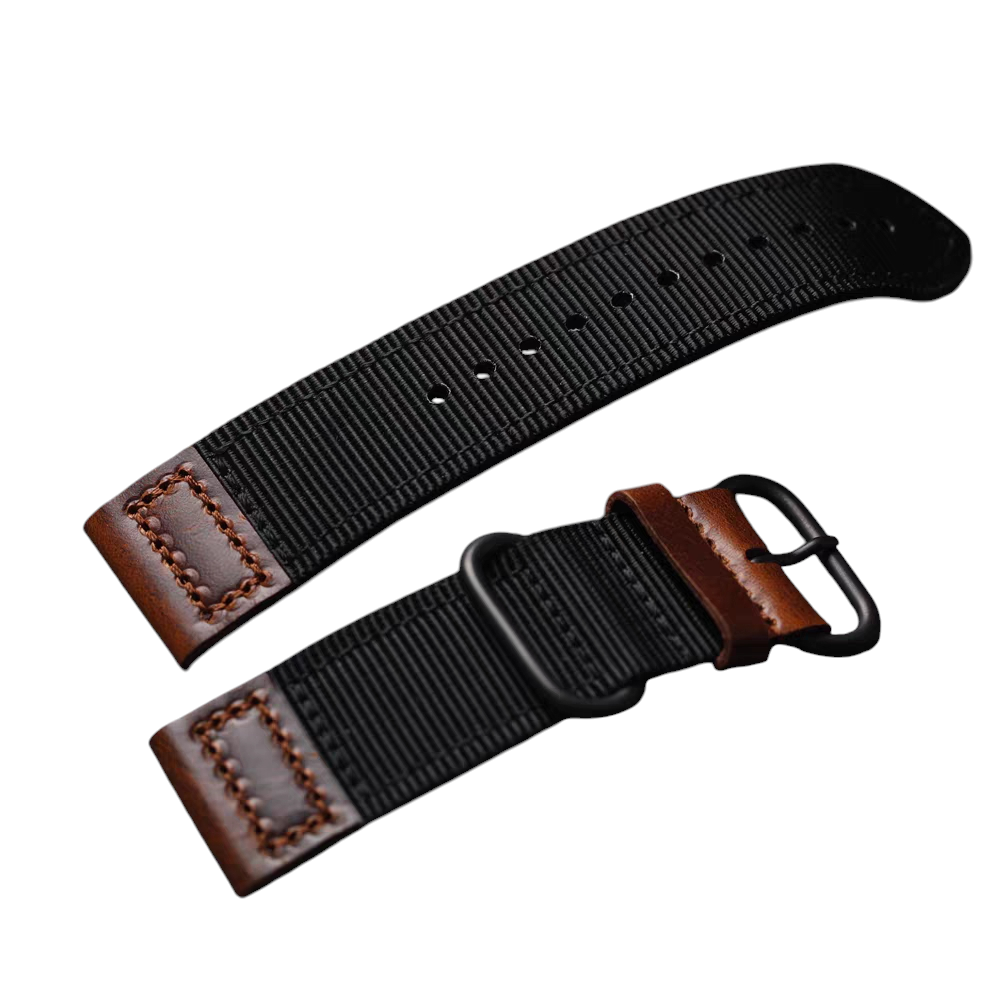 Handmade Nylon-Hybrid Waterproof Leather Watch Strap for Seiko, Tudor, IWC, Hamilton - Tactical Performance Series - 18mm 20mm 22mm 24mm - Aethelgard